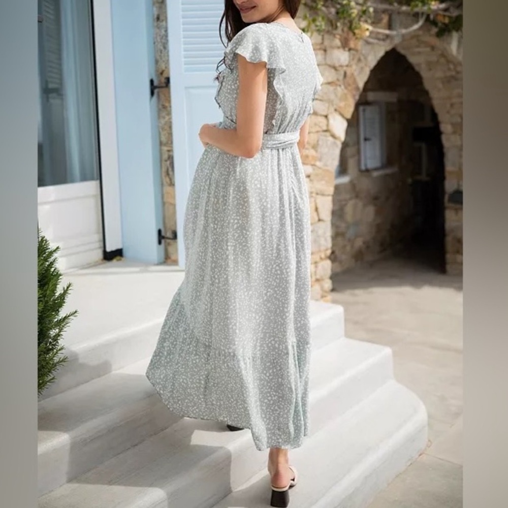 Seraphine Light Sage Green Floral Maxi Dress